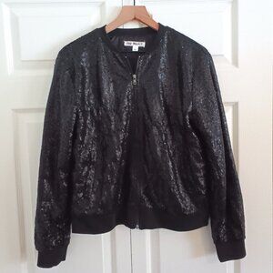 Sequined Bomber Jacket Size L Black Say What? Brand